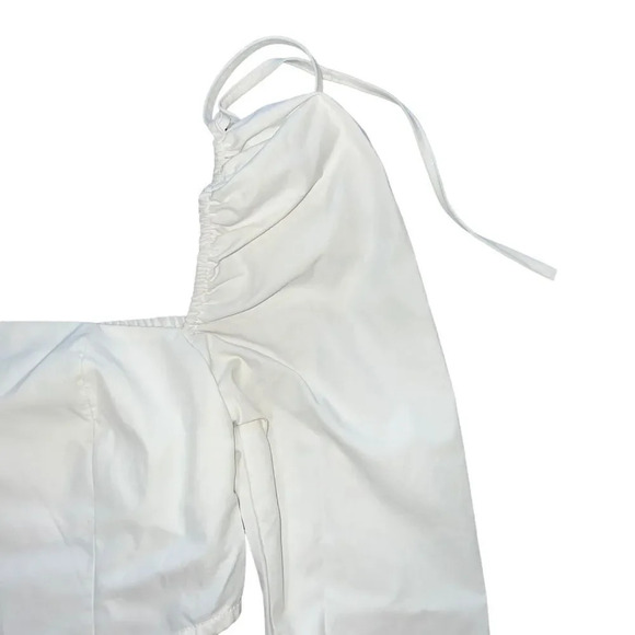 Pretty Little Thing | White Cut Out Ruched Detail Long Sleeve Blouse Size 4 - Picture 5 of 7